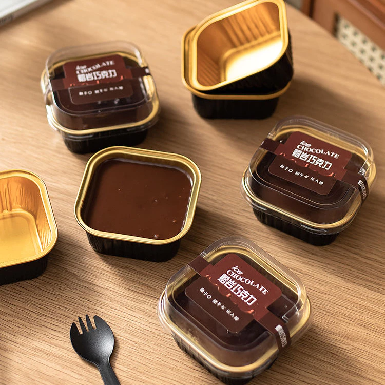 50Pcs Square Aluminum Foil Cup Dream Cake Container